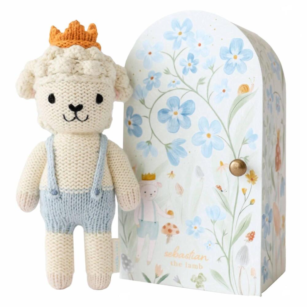 NEW CUDDLE + KIND tiny sebastian the lamb in blue/beige